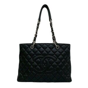 CHANEL GST Tote Bag, Matelassé, Coco Mark, Caviar Skin Leather, Genuine Leath...
